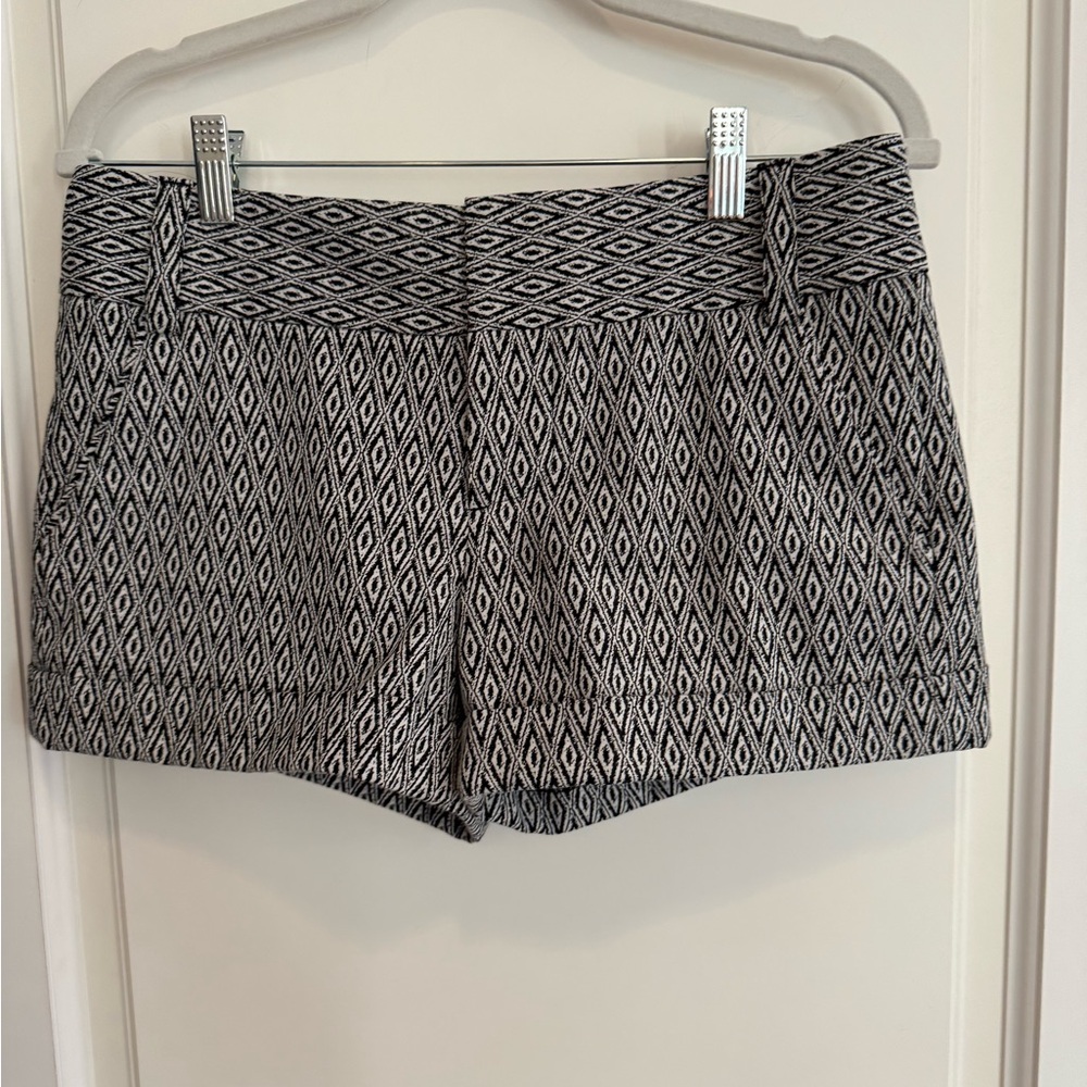 Alice + Olivia Black and White Geometric High Waist Shorts